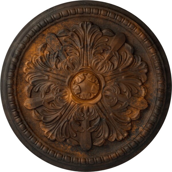 Ekena Millwork Swindon Ceiling Medallion (Fits Canopies up to 2 7/8"), Hand-Painted Rust, 16 7/8"OD x 1 1/2"P CM16SWRUS - main